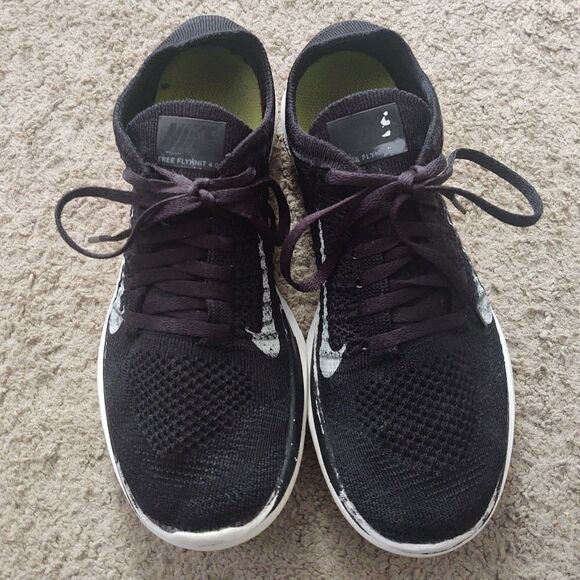 Nike Free Flyknit 4.0 Womens Sz 7.5 Black Athletic Sneakers 631050-001 PRE-OWNED - Picture 2 of 7